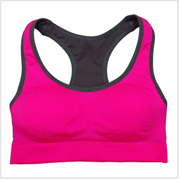 pink seamless padded push up sports bra